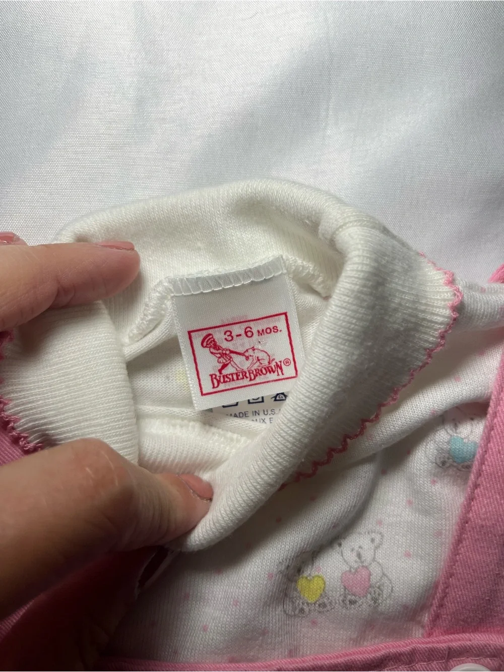 Vintage Buster Brown Baby Girl 2Pc Overall Set 3-6M Pink Teddy Bear NWT